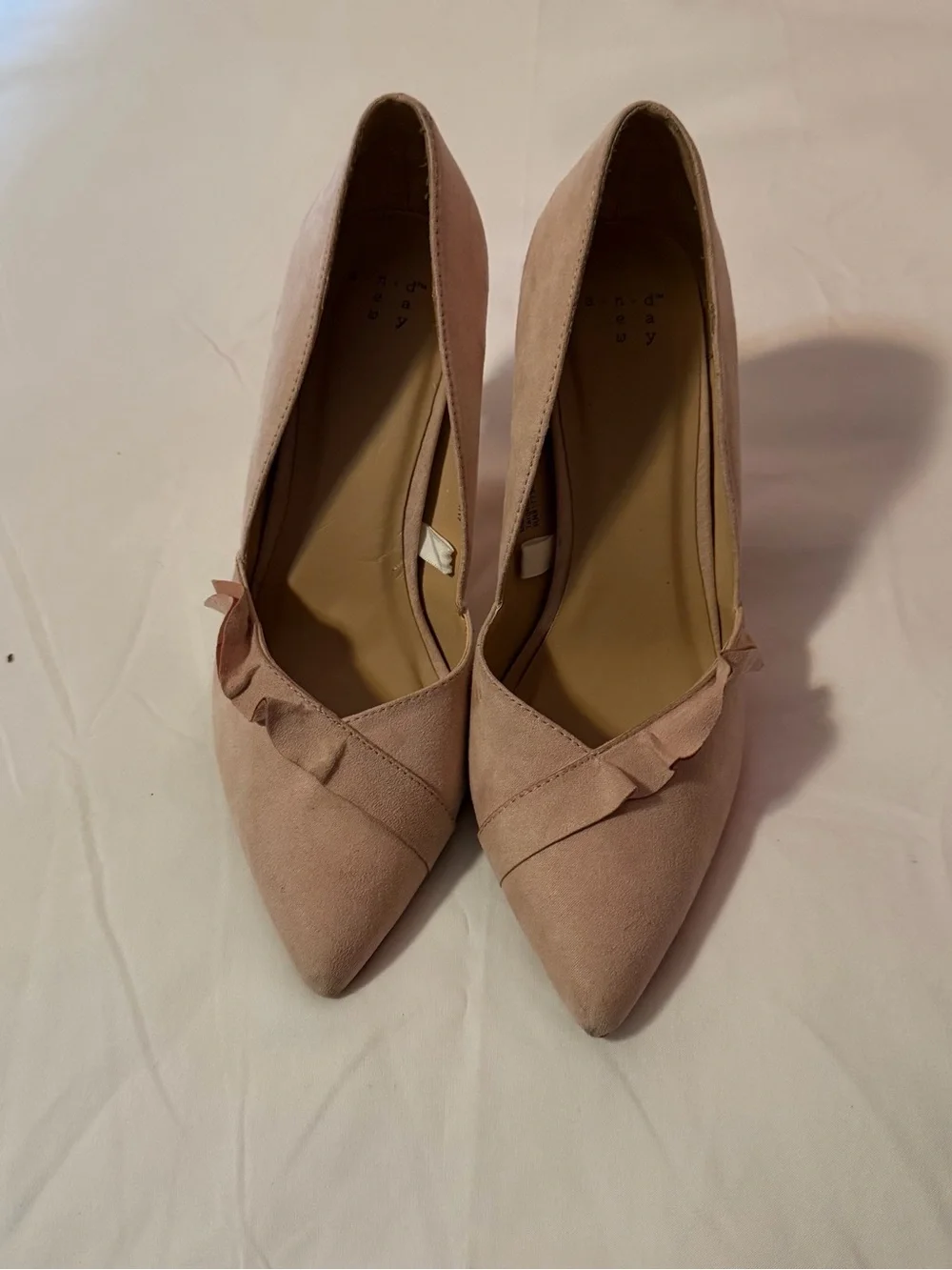 a new day Blush Pink Pointed Toe Ruffle Pumps